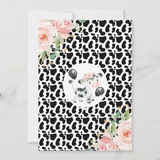 聖い牛のフローラと牛のプリント2nd誕生日のインビタ 招待状 (裏面)