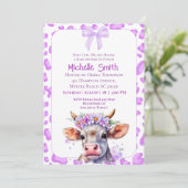 聖い牛のフローラ紫の赤ちゃんシャワー 招待状 (スタンド正面)