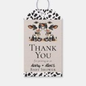 聖い牛の双子ベビーシャワーありがとう ギフトタグ (正面)