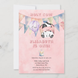 聖い牛の名前ガール1st.誕生日パーティー 招待状