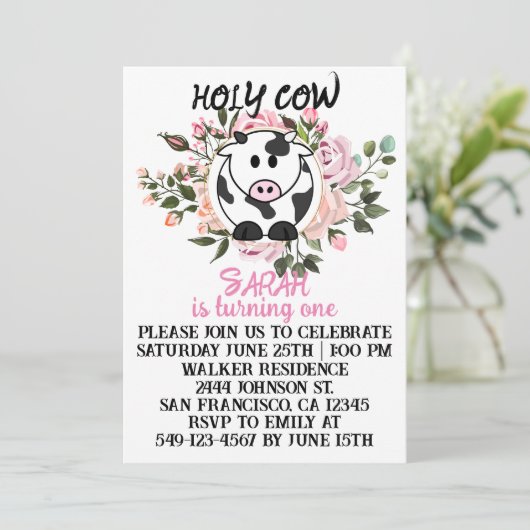 聖い牛の女の子が1枚の誕生日カードを回している 招待状 (スタンド正面)