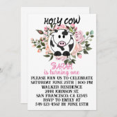 聖い牛の女の子が1枚の誕生日カードを回している 招待状 (正面/裏面)