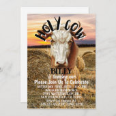 聖い牛の少年が一つの誕生日カードを回す 招待状 (正面/裏面)