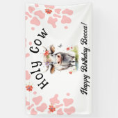 聖い牛の最初の誕生日の水色ピンク 横断幕 (縦)