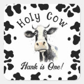 聖い牛の最初の誕生日の水色 スクエアシール (正面)