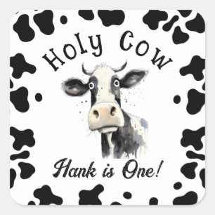 聖い牛の最初の誕生日の水色 スクエアシール