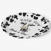 聖い牛の最初の誕生日の水色 ペーパープレート (アングル)