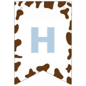 聖い牛の最初の誕生日ブループレイドブラウンカウープリント バンティングフラッグ (第2の旗)