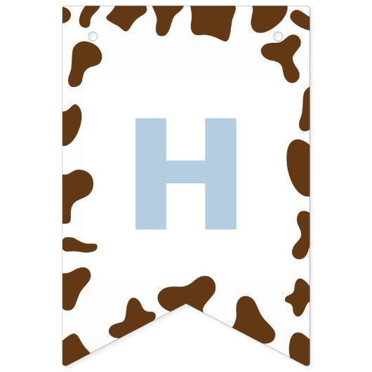 聖い牛の最初の誕生日ブループレイドブラウンカウープリント バンティングフラッグ (第2の旗)