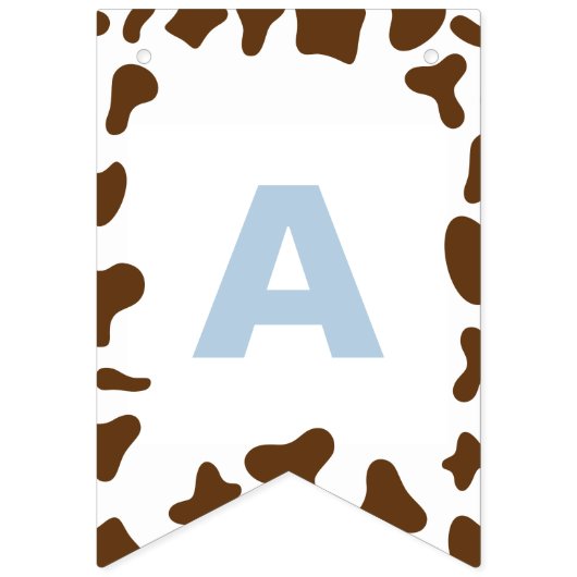 聖い牛の最初の誕生日ブループレイドブラウンカウープリント バンティングフラッグ (第3の旗)