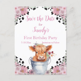 聖い牛の最初の誕生日、日付を保存 ポストカード