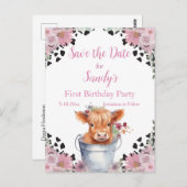 聖い牛の最初の誕生日、日付を保存 ポストカード (正面/裏面)