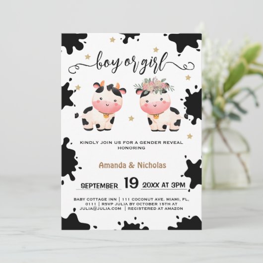 聖い牛の水の色の男の子の女の子の性を明かす 招待状 (スタンド正面)