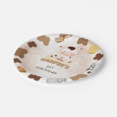 聖い牛の水色かわいい誕生日 ペーパープレート (アングル)