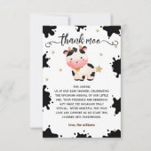 聖い牛の水色の赤ちゃんシャワー素朴 サンキューカード (正面)