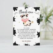 聖い牛の水色の赤ちゃんシャワー素朴 サンキューカード (スタンド正面)