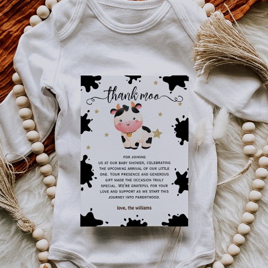 聖い牛の水色の赤ちゃんシャワー素朴 サンキューカード