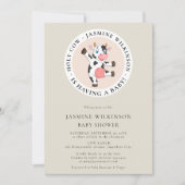 聖い牛の男女兼用赤んミニマル坊シャワー 招待状 (正面)