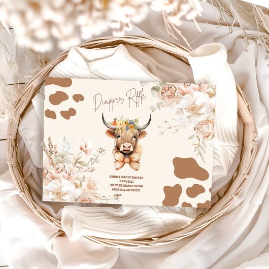 聖い牛の緑の高地の牛おむつラッフル エンクロージャーカード