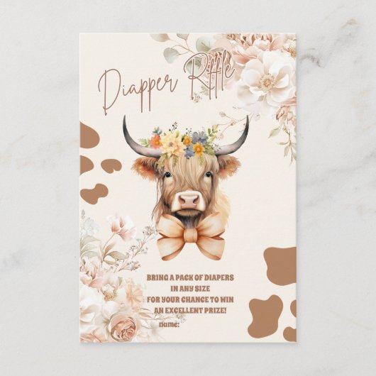 聖い牛の緑の高地の牛おむつラッフル エンクロージャーカード (正面)