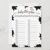 聖い牛の赤ちゃんシャワーベビーアイテムゲームカード 招待状 (正面)