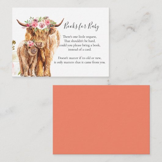 聖い牛の赤ちゃんシャワーボホハイランドカーフ エンクロージャーカード (正面/裏面)