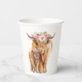 聖い牛の赤ちゃんシャワーボホハイランドカーフ 紙コップ (正面)