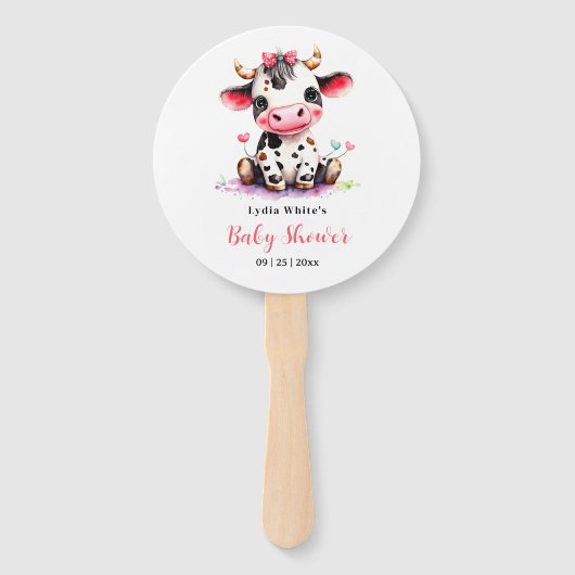 聖い牛の赤ちゃんシャワーミニマリスト女の子の赤ちゃんシャワー ハンドファン (裏面)