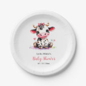聖い牛の赤ちゃんシャワーミニマリスト女の子の赤ちゃんシャワー ペーパープレート (正面)
