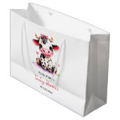 聖い牛の赤ちゃんシャワーミニマリスト女の子の赤ちゃんシャワー ラージペーパーバッグ (正面アングル)