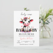 聖い牛の赤ちゃんシャワーミニマリスト女の子の赤ちゃんシャワー 招待状 (スタンド正面)