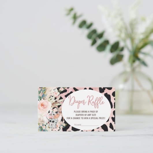 聖い牛の赤ちゃんシャワー女の子おむつ要求エンクロージャ エンクロージャーカード (スタンド正面)