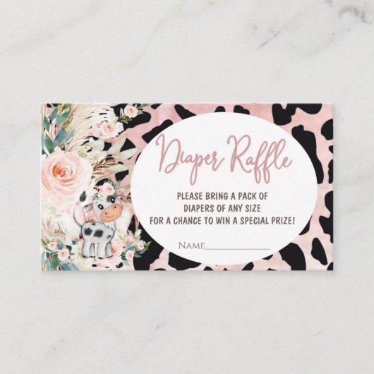聖い牛の赤ちゃんシャワー女の子おむつ要求エンクロージャ エンクロージャーカード (正面)