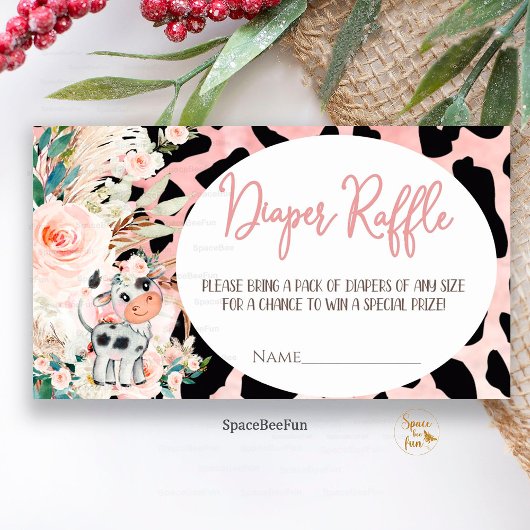 聖い牛の赤ちゃんシャワー女の子おむつ要求エンクロージャ エンクロージャーカード