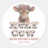 聖い牛の赤ちゃんシャワー好意ステッカー ラウンドシール (正面)