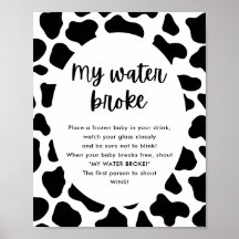 聖い牛の赤ちゃんシャワー私の水がゲームのサインを壊した