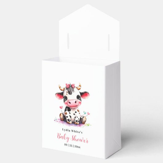 聖い牛の赤ちゃんシャワー、ミニマリスト女の子の赤ちゃんシャワー フェイバーボックス (オープン)