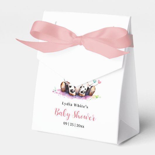 聖い牛の赤ちゃんシャワー、ミニマリスト女の子の赤ちゃんシャワー フェイバーボックス (正面サイド)