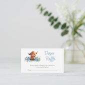 聖い牛の青モダン赤ちゃんシャワーおむつラッフル エンクロージャーカード (スタンド正面)