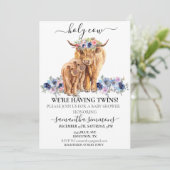 聖い牛ツインズハイランドカーフベビーシャワーピンクブルー 招待状 (スタンド正面)