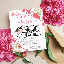 聖い牛ピンクかわいい牛の誕生日の予算の招待