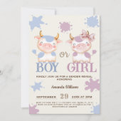 聖い牛ピンクの青の性別が明らかになる 招待状 (正面)