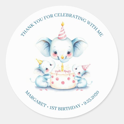 聖い牛ボホグリーンリーハイランドカウハイランドカウー1歳の誕生日I ラウンドシール (正面)