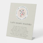 聖い牛モノグラム夜遅くのおむつ赤ちゃんシャワー 台座サイン (正面)