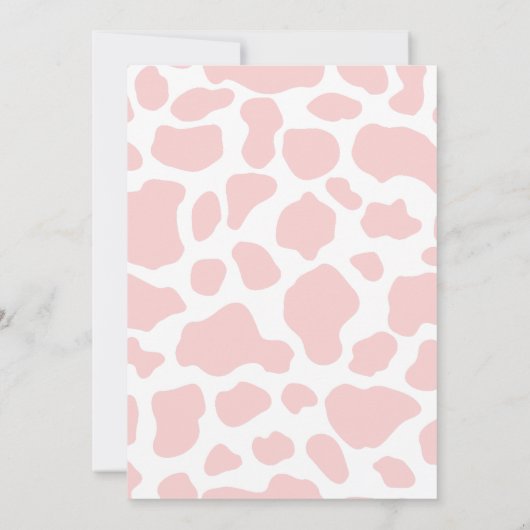 聖い牛女の子の赤ちゃんシャワーピンクの水色 招待状 (裏面)