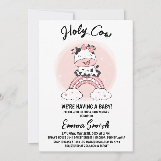 聖い牛女の赤ちゃんシャワー 招待状 (正面)