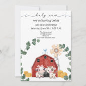 聖い牛、私たちは双子の赤ちゃんシャワーを持っている 招待状 (正面)