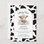 聖い牛i'mワンカウガール1歳の誕生日招待状 招待状 (正面)