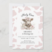 聖い牛i'mワンカウガール1歳の誕生日招待状 招待状 (正面)