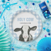 聖い牛i'mワンブループレイド誕生日紙プレート ペーパープレート (パーティー)